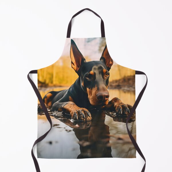 Item preview, Black and chocolate brown doberman pinscher dog breed portrait photography in nature designed and sold by NBSStore.