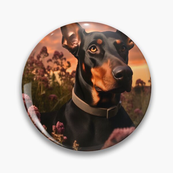 Item preview, Black and chocolate brown doberman pinscher dog breed portrait photography in nature designed and sold by NBSStore.