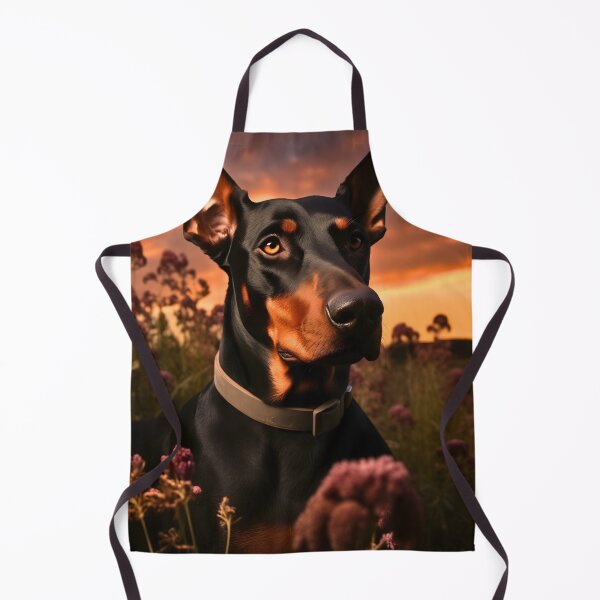 Item preview, Black and chocolate brown doberman pinscher dog breed portrait photography in nature designed and sold by NBSStore.