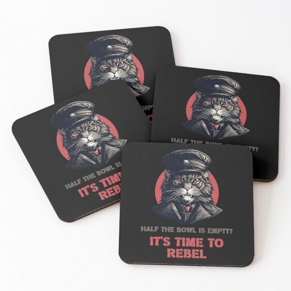 Item preview, Cat Rebel - Funny Text Half Empty Bowl Meme designed and sold by ArtstyleAlchemy.