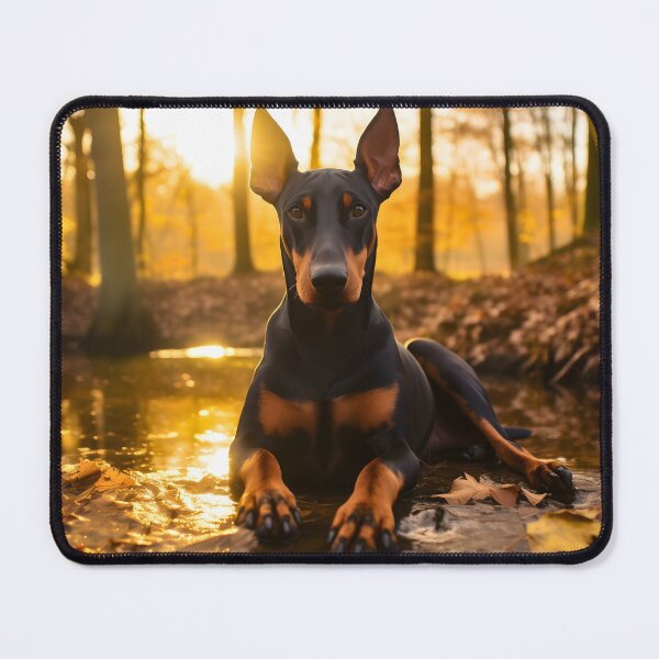 Item preview, Black and chocolate brown doberman pinscher dog breed portrait photography in nature designed and sold by NBSStore.