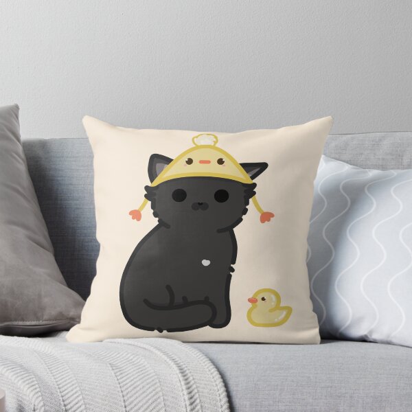 Item preview, Black cat with duck hat and rubber duck  designed and sold by Biszkompt.