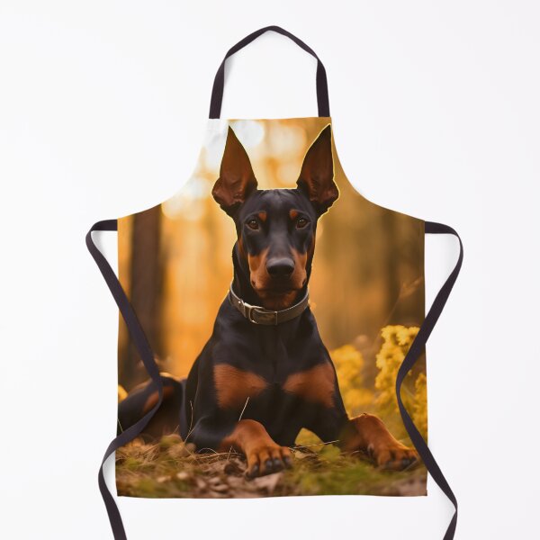 Item preview, Black and chocolate brown doberman pinscher dog breed portrait photography in nature designed and sold by NBSStore.