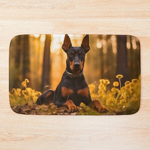 Item preview, Black and chocolate brown doberman pinscher dog breed portrait photography in nature designed and sold by NBSStore.