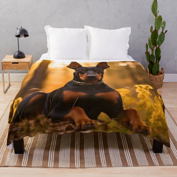 Item preview, Black and chocolate brown doberman pinscher dog breed portrait photography in nature designed and sold by NBSStore.