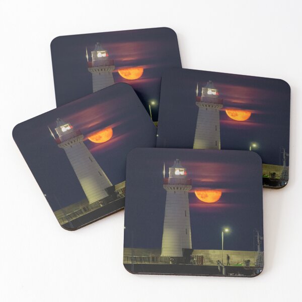 Item preview, Lunar Beacon - Donaghadee Lighthouse Under the Blood Moon designed and sold by TomSmithPhotos.