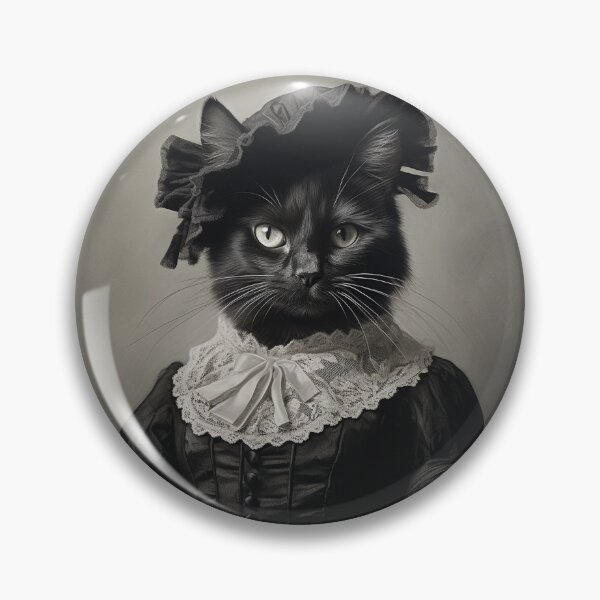 Item preview, Black Cat in Black Victorian Dress with Headdress Art designed and sold by redstar19.