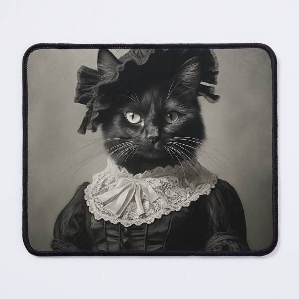 Item preview, Black Cat in Black Victorian Dress with Headdress Art designed and sold by redstar19.