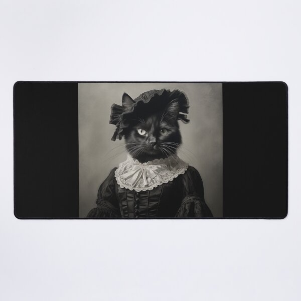 Item preview, Black Cat in Black Victorian Dress with Headdress Art designed and sold by redstar19.