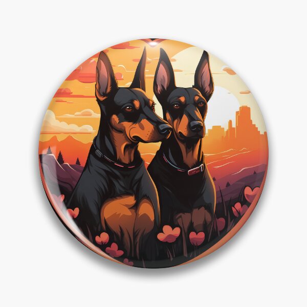 Item preview, Cute black and tan doberman pinscher valentine large dog breed dogs in love illustration designed and sold by NBSStore.