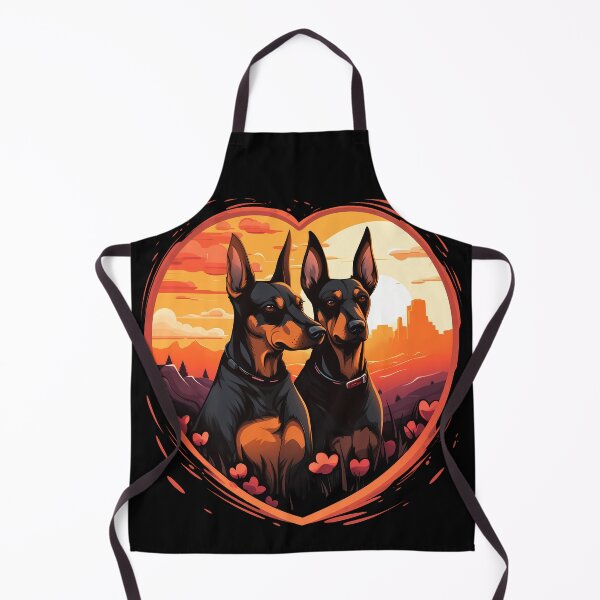 Item preview, Cute black and tan doberman pinscher valentine large dog breed dogs in love illustration designed and sold by NBSStore.