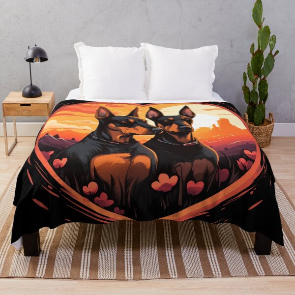 Item preview, Cute black and tan doberman pinscher valentine large dog breed dogs in love illustration designed and sold by NBSStore.
