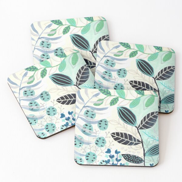 Item preview, Silver and blue leaves designed and sold by VictoriaP79.