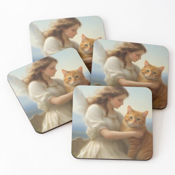 Item preview, Painting of an Angel taking care of an orange cat designed and sold by PawPawa.
