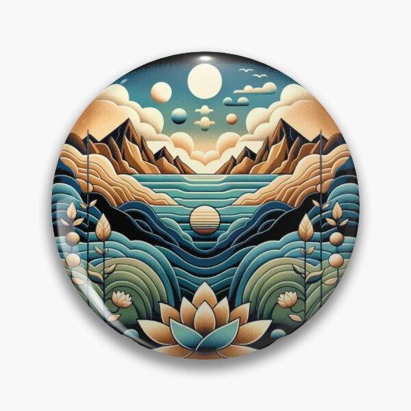 Item preview, Lotus Harmony: A Mystical Moonlit Mountain Landscape designed and sold by ChromaticBlend.