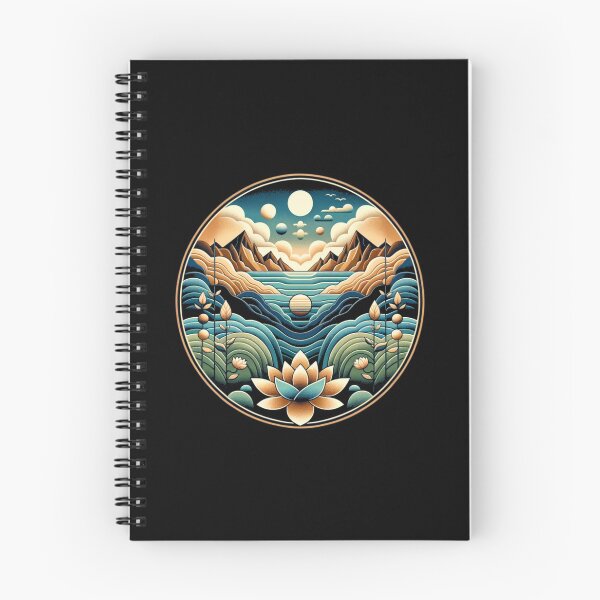Item preview, Lotus Harmony: A Mystical Moonlit Mountain Landscape designed and sold by ChromaticBlend.