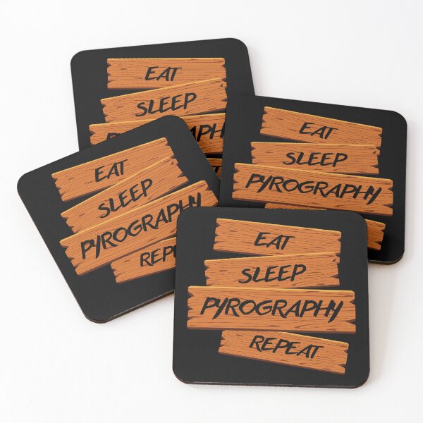 Item preview, Eat, sleep, pyrography, repeat designed and sold by Monika Turemka.