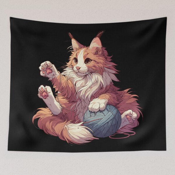 Item preview, Cat and knitting funny cat with yarn ball designed and sold by TomFrontierArt.