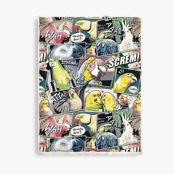 Parrots Comic Style Canvas Print