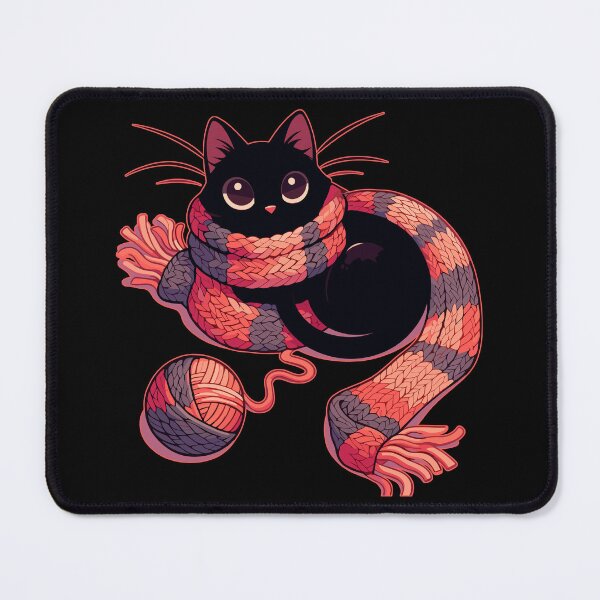 Item preview, Cat and knitting kawaii cat with yarn ball designed and sold by TomFrontierArt.