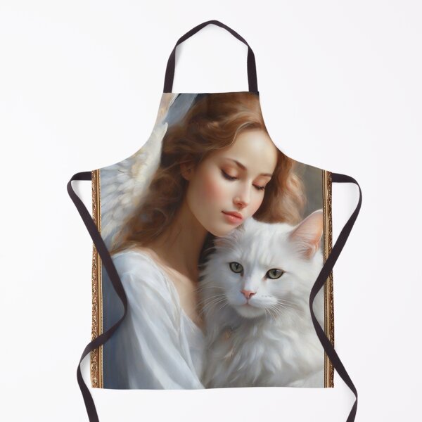 Item preview, Painting of an lady Angel hugging a white cat designed and sold by PawPawa.
