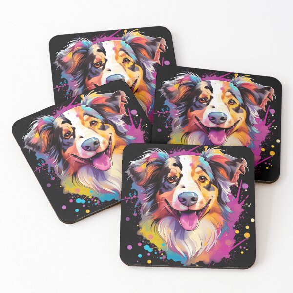 Aperçu de l'œuvre Berger australien mignon, illustration colorée de race de chien de berger créée et vendue par NBSStore.