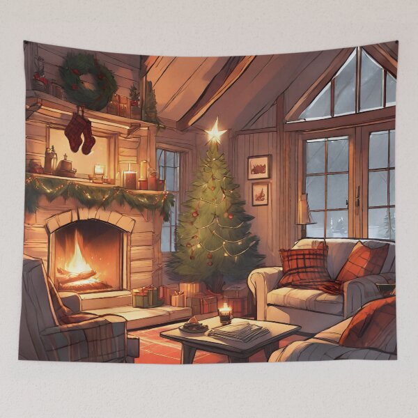 Artikelvorschau, Gemütliches Wohnzimmer im weihnachtlichen Winter Serie 01 entworfen und verkauft von indarkestroom.