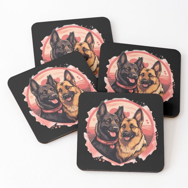 Item preview, Cute black and regular german shepherd valentine large dog breed dogs in love illustration designed and sold by NBSStore.