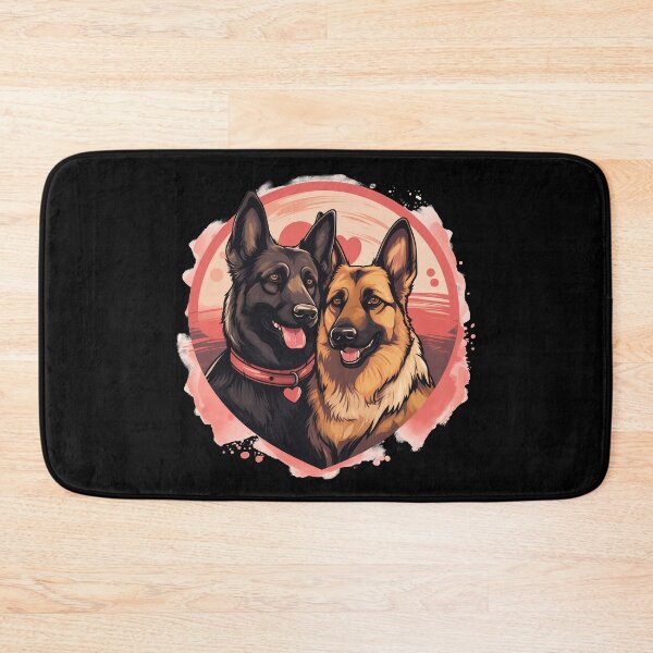 Item preview, Cute black and regular german shepherd valentine large dog breed dogs in love illustration designed and sold by NBSStore.