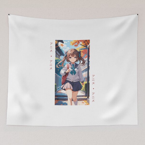 Item preview, Cute Anime School Girl Going To School designed and sold by Bubblebuk.