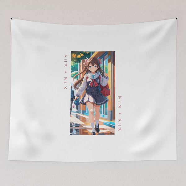 Item preview, Cute Anime School Girl Going To School designed and sold by Bubblebuk.