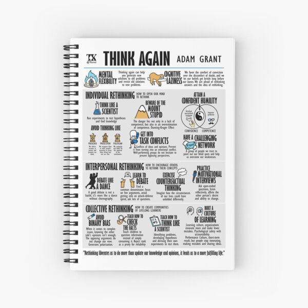 Visual Book Think Again (Adam Grant) Spiral Notebook for Sale by TKsuited