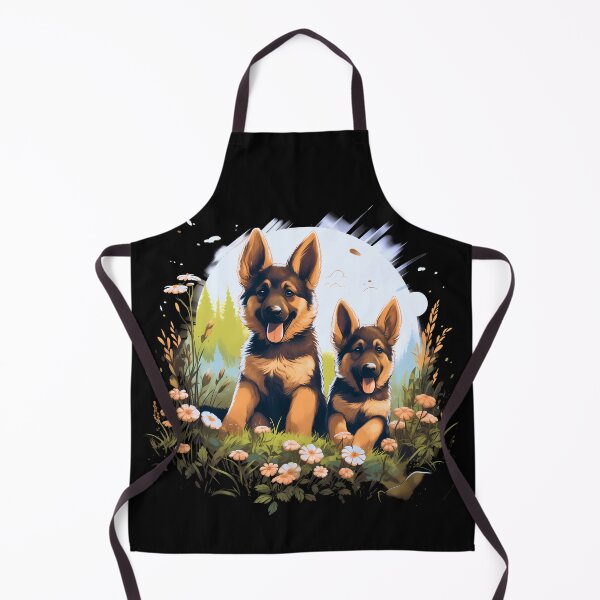 Item preview, Cute german shepherd dog breed puppies playing in nature illustration designed and sold by NBSStore.