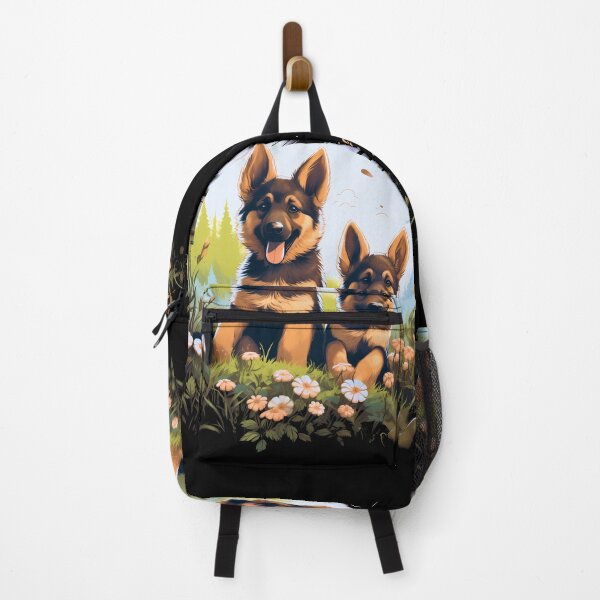 Item preview, Cute german shepherd dog breed puppies playing in nature illustration designed and sold by NBSStore.