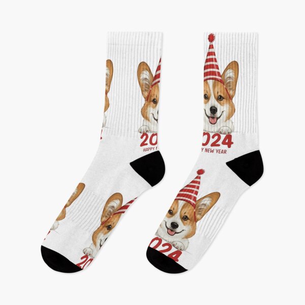 Item preview, Corgi puppy in a new year hat designed and sold by effateON.