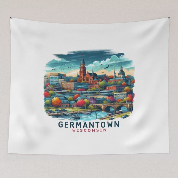Item preview, Germantown Wisconsin Watercolor Illustration designed and sold by PaintMeWorld.