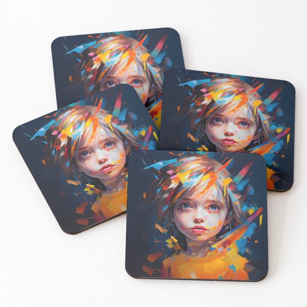Item preview,  portrait of little girl intense colorful abstract art streetart designed and sold by Lyadesigne.