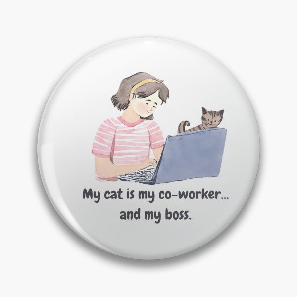 Item preview, My cat is my co-worker... and my boss. - Watercolor Illustration designed and sold by PixelBadBunny.