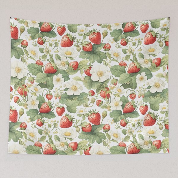 Aperçu de l'œuvre Fraise avec motif répété de fleurs créée et vendue par BouquetlikeLove.