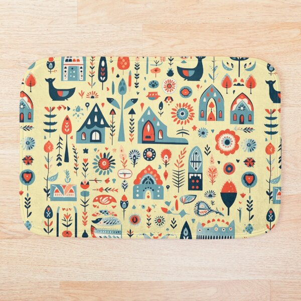 Item preview, birds houses and flowers folk art geometric pattern colorful cottage core western tribal designed and sold by TankandDPS.