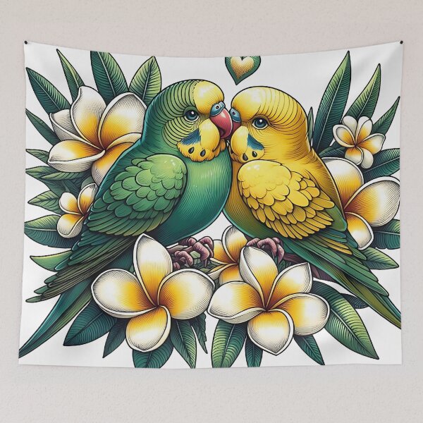 Item preview, Parakeets in Paradise designed and sold by fairycoffins.