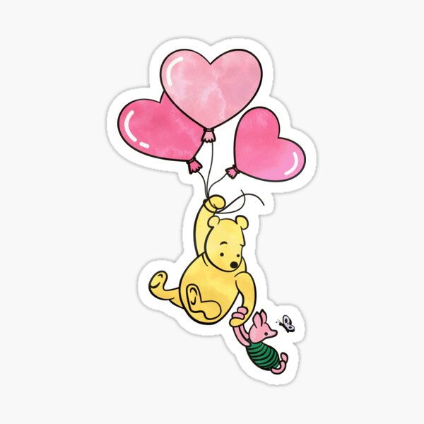Item preview, Classic Winnie The Pooh Valentine's Bear Pink Hearts Balloons designed and sold by Cristina Galerina.