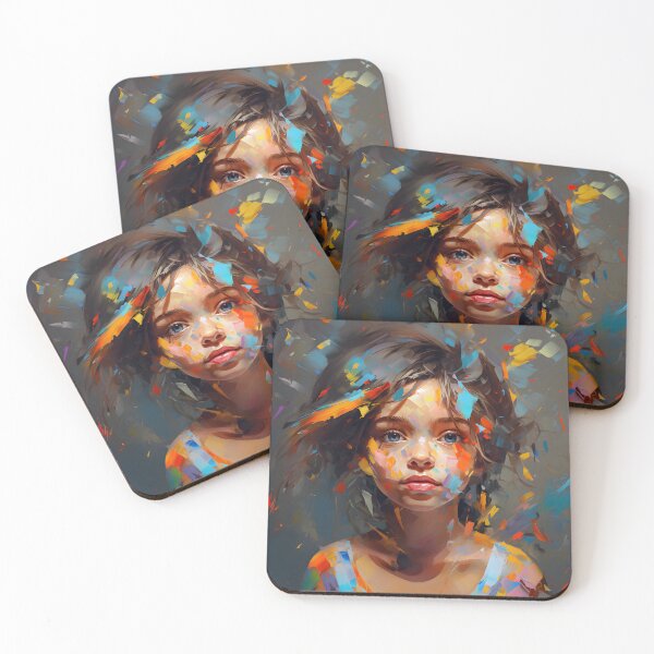 Item preview, portrait of little girl intense colorful abstract art streetart designed and sold by Lyadesigne.