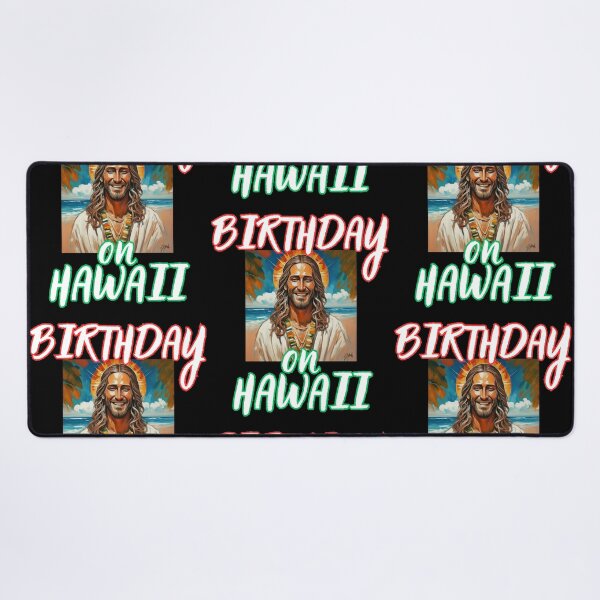 Item preview, Birthday on Hawaii with smilling Jesus on the beach Xmas christian funny gifts designed and sold by thankful-loco.