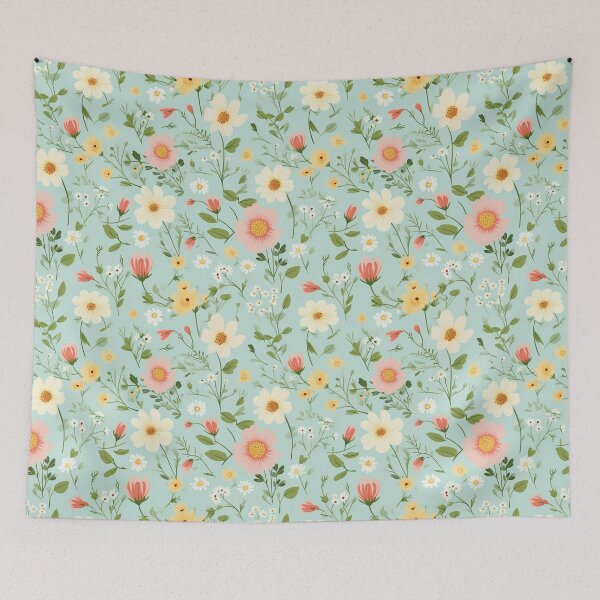 Item preview, Seamless Colorful Flowers on Pastel Green | Floral Pattern Design designed and sold by Thanatphak Tansakul.