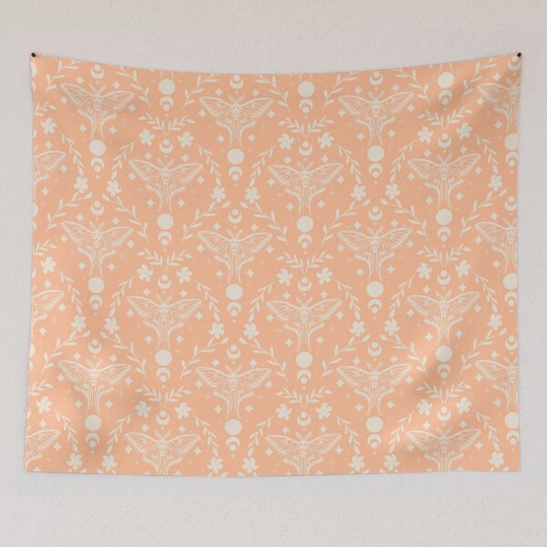 Item preview, Mystical Lunar Moth pattern in Pantone 2024 Peach Fuzz  designed and sold by Quick Brown Fox Canada.