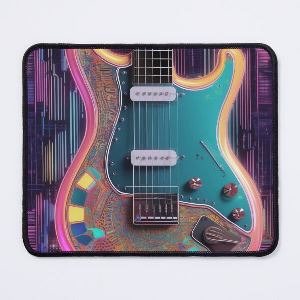 Aperçu de l'œuvre Une guitare électrique au look rétro-futuriste créée et vendue par MusicalArtisty.
