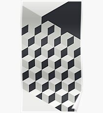 Gradient Cubes – Ebony Black / Warm Gray Poster