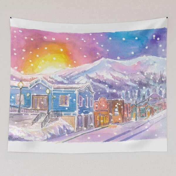 Item preview, Snowing in Breckenridge Colorado Nightly Winter Street Scene designed and sold by artshop77.