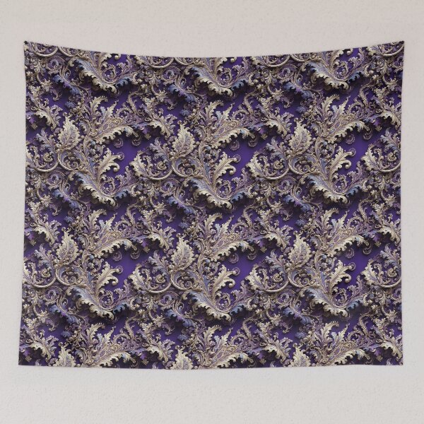 Item preview, 3D Purple Baroque Floral Seamless Pattern designed and sold by PaxtonProjects.